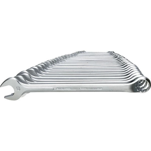 GEDORE Ensemble Clés à Anneau Et Fourche 17 Pièces, Clé Plate (Largeurs Des Clés 6-22, Tête De Clé Plié 10°)