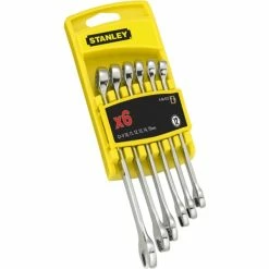 Stanley JEU DE CLÉS MIXTES- 6 PCES, Clé Plate (10,11,13,14 Mm, Сhrome, Sulfate De Chondroïtine, Nichrome, Satin, 30°)