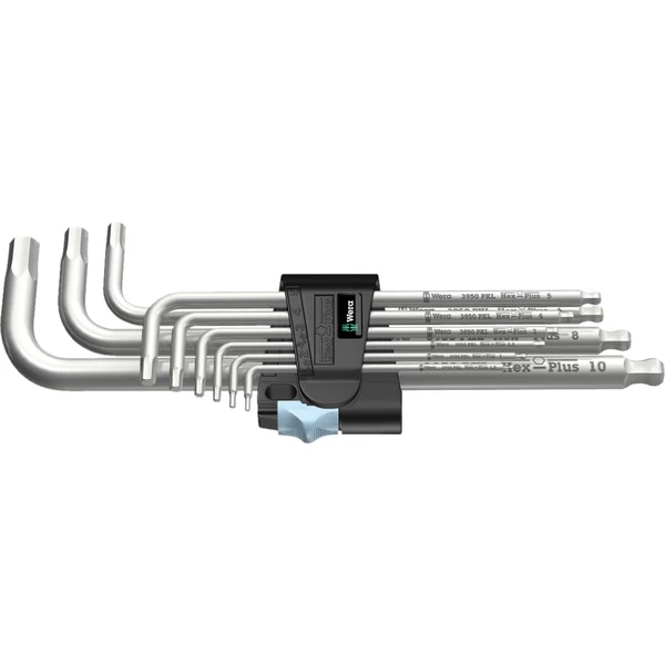 Wera Ensemble Clés Allen 9 Pièces 3950 PKL/9, Tournevis (Acier Inoxydable, 1.5mm Jusqu'à 10mm)