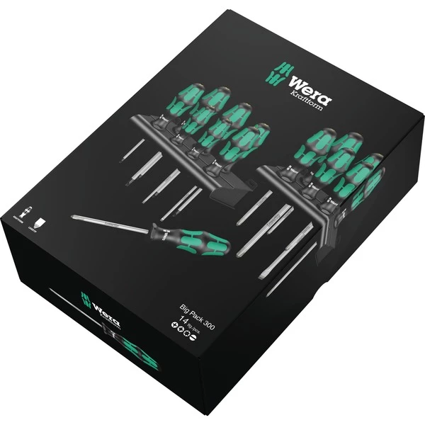 Wera Ensemble De Tournevis Big Pack 300 (Noir/Vert, 190 Mm, 50 Mm, Noir/Vert) – Image 4