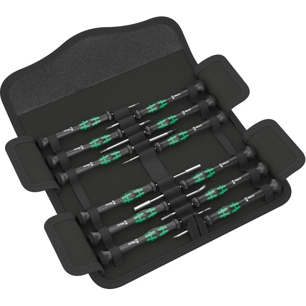 Wera Micro 12 Electronics 1 Jeu Tournevis Standard (Noir/Vert, Pour Appareils électriques)