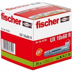 Fischer 062759 Ancrage à Vis Et Cheville Murale 25 Pièce(s) 6 Cm (Gris Clair, Gris, 6 Cm, 1 Cm, 7,5 Cm, 6 Mm, 8 Mm)