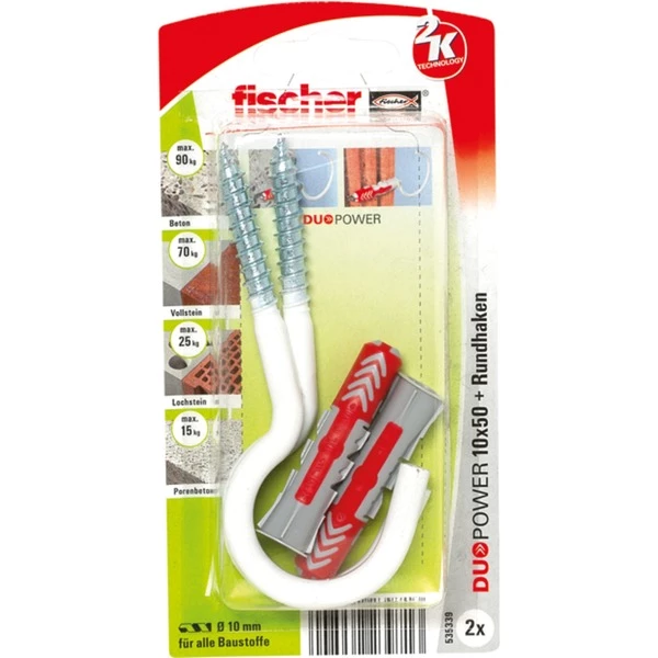 Fischer DUOPOWER 10x50 RH G, Cheville (Gris Clair/Rouge)