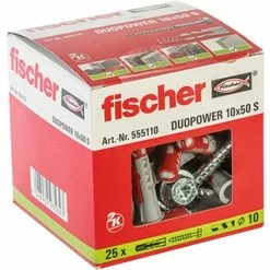 Fischer DUOPOWER 10x50 S, Cheville (Gris Clair/Rouge)