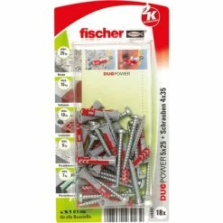 Fischer DUOPOWER 5x25 S PH K, Cheville (Gris Clair/Rouge)