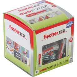 Fischer DUOPOWER 8x40 S PH LD, Cheville (Gris Clair/Rouge)