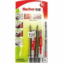Fischer DUOPOWER 8x65 S A2 K, Cheville (Gris Clair/Rouge)