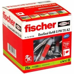 Fischer DuoSeal 8x48 S PH TX A2, Cheville (Gris Clair/Rouge)