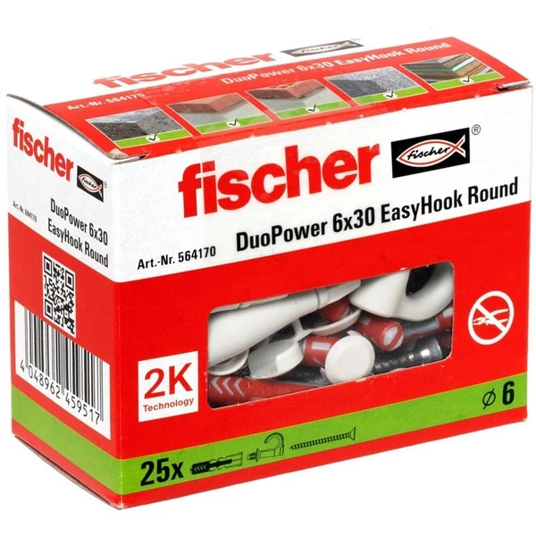 Fischer EasyHook Round DuoPower 6x30, Cheville (Blanc)