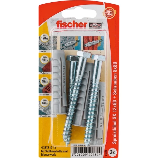 Fischer SX 12x60 S K, Cheville (Gris Clair)