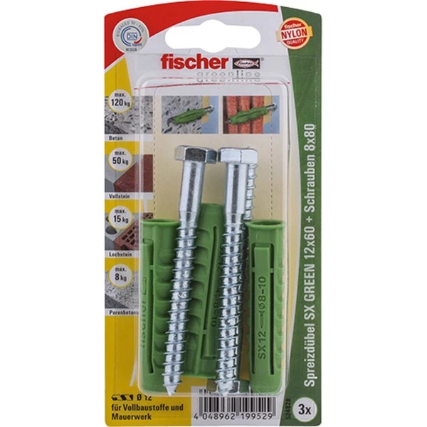 Fischer SX GREEN 12x60 S K, Cheville (Vert)