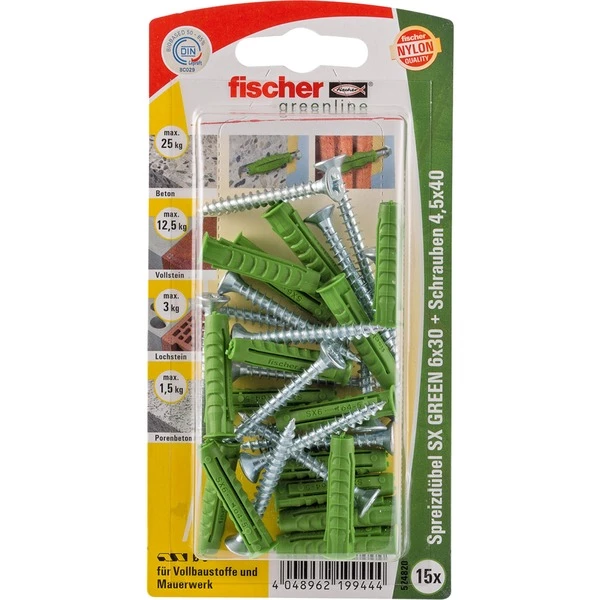 Fischer SX GREEN 6x30 S K, Cheville (Vert)