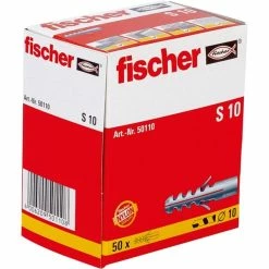 Fischer S 10 Screw Anchors & Wall Plugs, Cheville (Gris Clair, Fiche Murale, Nylon, Gris, 5 Cm, 1 Cm, 7 Cm)