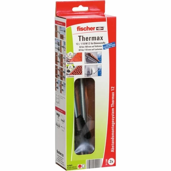 Fischer Thermax 12/110 M12 11 Cm 2 Pièce(s) Kit De Vissage, Cheville (Kit De Vissage, Acier Zingué, Béton, M12, Noir, Métallique, 11 Cm)