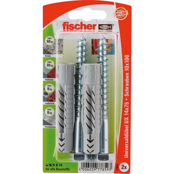 Fischer UX 14x75 S K, Cheville (Gris Clair)