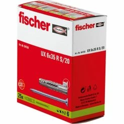 Fischer UX 6 X 35 R S/20, Cheville (Gris Clair, Nylon, Gris, 3,5 Cm, 6 Mm, 6,5 Cm, 2 Cm)
