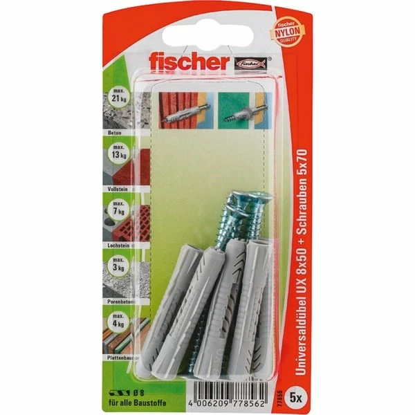 Fischer UX 8x50 S K, Cheville (Gris Clair)